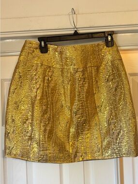 BCBGMaxAzria Metallic Gold Mini Skirt